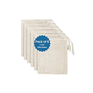 Mesh Produce Bags|Christmas Gift Bag |Cotton Mesh Bags for Vegetables| Fresh air Circulation Bag | Reusable Produce Bags Onion Storage Bags| Mesh Grocery Bag Food Bag| 7″x10″ Small Natural – 6 Pack