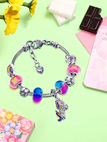 Zhanmai ZHANMAI-BRACELETS-02 Unicorn Sparkly Crystal Charm Bracelet Bangle thumb #4