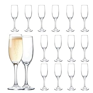 UMEIED Set of 16 Champagne Glasses, Champagne Flutes with Classic Shape, Long stem Sparkling Wine glasses for Wedding, Restaurant, Bar, Wine Toasting, Clear