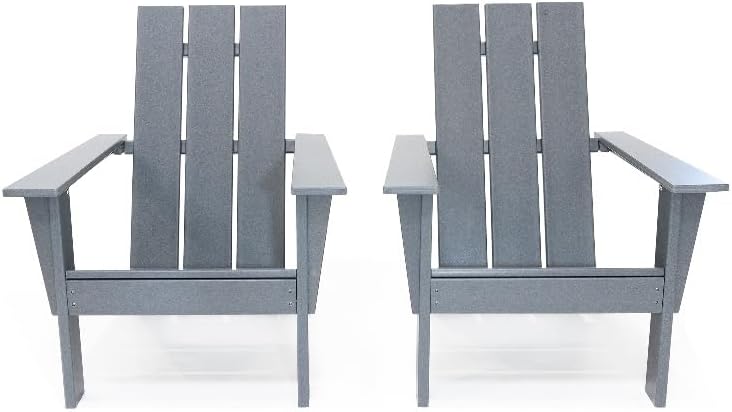 LuXeo Arcadia Gray Outdoor Patio (Set of 2) Adirondack Chair