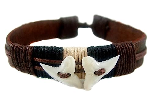 Genuine Mako Shark Tooth Bracelet For Men Women Boys Girls Handmade Leather Surfer Beach Jewelry Ea385 #TOP2