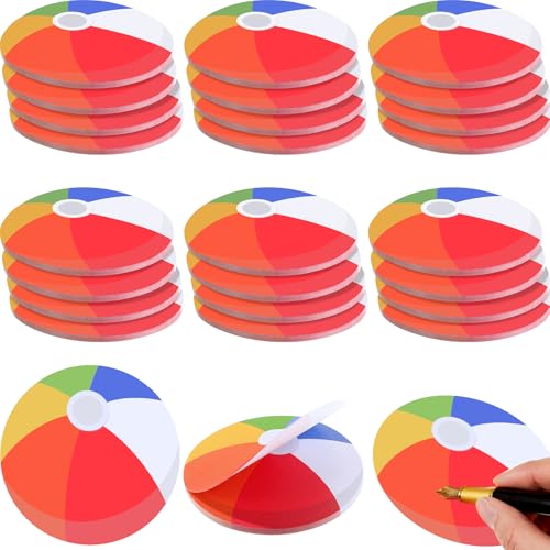 Jetec 24 Pads Cute Sticky Notes, Shaped Self Adhesive Memo Pads 3.15" x 3.15", Colorful Beach Ball Sticky Notepads for Office School Classroom, Teacher Gifts, Summer Party Favors, 30 Sheets/pad