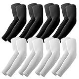 YESLIFE 8 Pairs UV Sun Protection Arm Sleeves for Men & Women, UPF 50 Sports Sleeve, Sleeves to Cover Arms (4 Black&4 White)