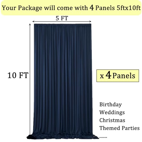 20ftx10ft Wrinkle Free Navy Blue Backdrop Curtains for Parties, 4 Panels 5x10ft Silky Polyester Photo Backdrop Drapes for Wedding Birthday Graduation Photography Background Stand by NSSONBEN - Image 6