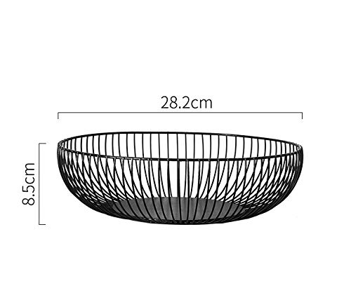 Cq Acrylic Metal Wire Fruit Basket,Large Round Storage Baskets For Bread,Metal Wire Bread Fruit Bowl Vegetable Stand Holder For Snacks,Modern Fruit Bowl Decorate Kitchen Counter,Black #TOP2