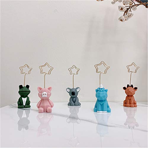 VANVENE Suporte de foto de animais fofos de 6 peças para mesa, suporte de clipe de notas mini suport