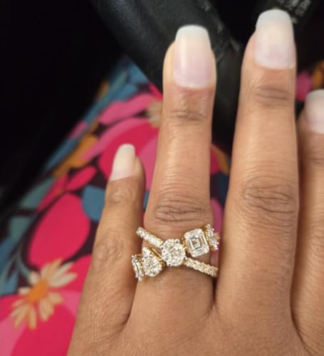 Moissanite Half Eternity Ring Women in 14k Solid Yellow Goldfilled Over Silver Wedding Band, Moissanite Eterniry band Ring4