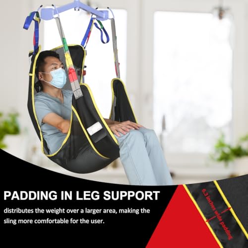 Image of EZ Assistive Patient Lift Sling for Transferring,Positioning,Lifting,Showering - Lifting Sling, Compatible with Most Lifters,with 1pc Easy Slide Glove, Black, Medium