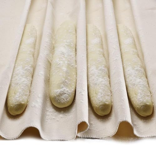 Professionelles Brotgärtuch Backzubehör, Bäckerkuche für Baguette, Brot, Kastenteig, Sauerteig, fermentiert, große Größe, 90 x 60 cm, 100 % Baumwolle