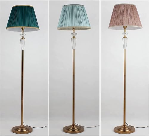 Lámpara de pie LED de cobre retro con atenuación de 3 niveles y pantalla de tela elegante 2