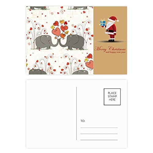 Cartes postales Saint-Valentin lot de 20 avec de jolis éléphants gris