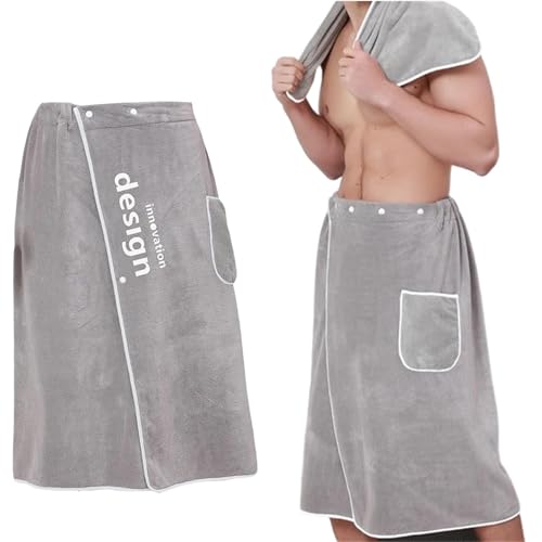 Kilt Sauna Uomo con Tasche e Bottoni, Grigio