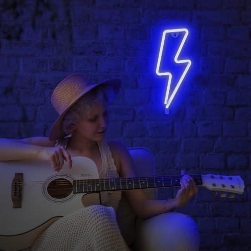 Image of Lumoonosity Lightning Bolt Neon Signs, USB Powered Led Lightning Bolt Light with On /Off Switch, Lightning Neon Sign for Wall Decor, Hanging Led Signs, Neon Lights for Bedroom, Gaming Room Setup