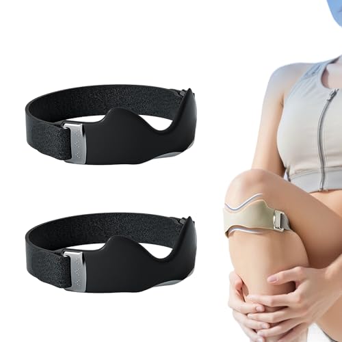 Genuvamed Knee Brace for Women 2-Pack, Silicone Patellar Tendon Strap for Knee Pain, Adjustable Non-Slip Sport Support Band for Running, Hiking, Gym, Basketball, Tennis - Men & Women (Black)