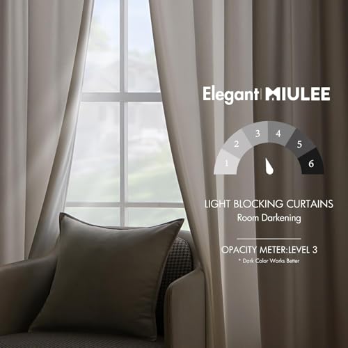 Image of MIULEE Ivory Blackout Velvet Curtains Drapes 108 Inch Long 52 inchx108 inch Bedroom | Luxurious Bedroom Living Room Decor, Room Darkening, Thermal Insulated, Rod Pocket Design, Super Soft Fabric, Extra Long