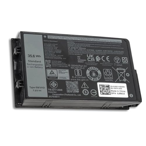 Image of 6WVHD 451-BDDY Laptop Battery 35.6Wh Replacement for Dell Latitude 7230 Rugged Extreme Tablet Dell T06H T06H001 Series Notebook 6WVHD FNW8F 0VDDJY VDDJY 0JM6CX JM6CX 7.6V 4-Cell
