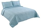 Marina Decoration Solid Embossed Pinsonic Coverlet Bedspread Ultra Soft 3 Piece Summer Quilt Set wit