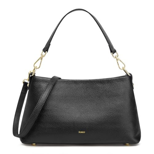 Kattee Genuine Leather Crossbody Bags for Women 2025 Trendy, Leather Tote Purses Shoulder Handbags with 2 Removable Straps