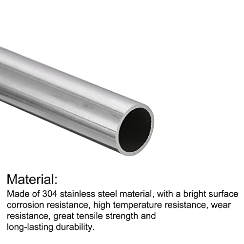 QUARKZMAN 304 Edelstahl Rohr 18mm Außendurchmesser, Runde Nahtlose Edelstahlrohr 1mm Wandstärke, Edelstahl Gerade Rundrohr 250mm Länge, Silber Metallrohr für Industrie Heim Gartendekoration