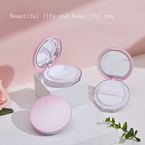 Plastic Loose Powder Compact Container With Velvet Powder Puff Mirror And Elasticated Net Sifter,Empty Reusable Powder Box, 5G Portable Diy Makeup Powder Case #TOP6