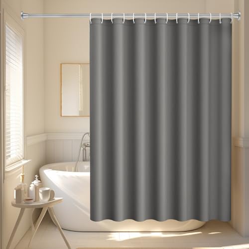 HIKPACKER Duschvorhang Grau,200x180 cm Duschvorhang mit Ösen,Schimmelresistent,Badevorhang,Wasserdicht Shower Curtains mit 12 Duschvorhangringe Duschvorhang Badewanne,für Bad Dusche,Umkleideraum