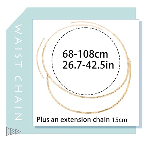 Wosois Rhinestone Layered Waist Chain Gold Multilayered Crystal Belly Chains Beach Costume Body Jewelry Accessories For Women (Gold) #TOP4