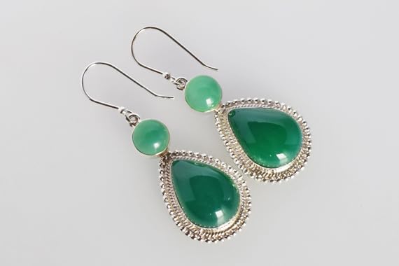 Onyx vert bijoux bohèmes en argent, le cadeau idéal pour elle