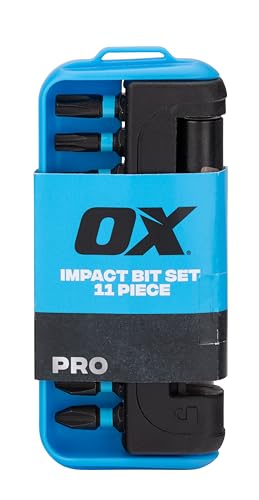OX Pro 11pc Impact Bit Set, Magnetic Bit Holder, Impact Screwdriver Driver Bits Set Compatible with Others