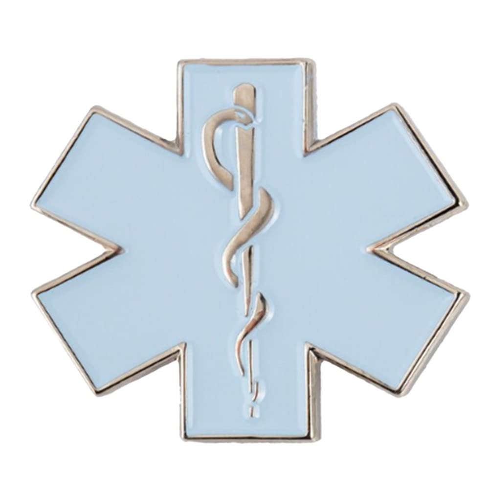 White Medical Ambulance NHS Caduceus Snake Pin Badge, 2.3cm x 2.3cm, Metal Enamel Lapel Badge for Student Doctor, or Nurse