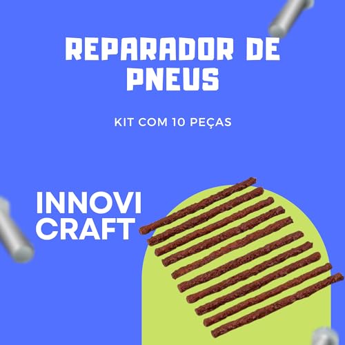 Kit de reparo de pneu, 10 peças, reparo de cordas, kit de tiras de borracha para reparo de pneu de c