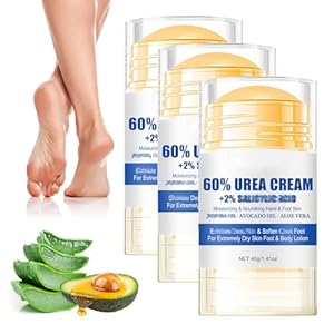 3PCS 60% Urea Hydrating and Anti-Cracking Foot Cream, Maximum Strength Urea Cream for Feet, Foot Lotion Stick for Heels, Dry Hands & Rough Knees, Smoothing Skin Women and Men