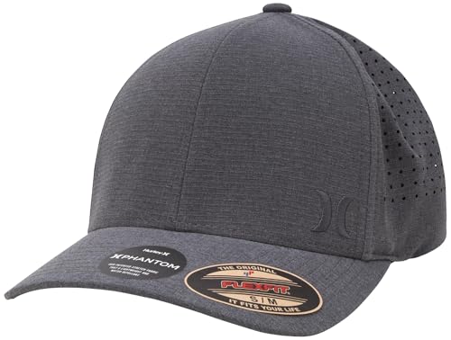 Hurley Men's Caps - Phantom Ripstop Curved Bill Baseball Hats for Men (S-XL), Size Large-X-Large, Black Heather/Black