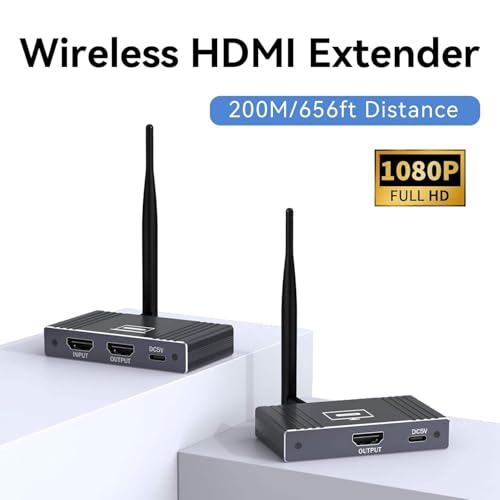 Image of ETZIN Wireless HDMI Transmitter and 4 Receivers, Portable HDMI Wireless Extender, Plug & Play200M /656FT 1080P HD for Stream Video & Audio from PC /Camera /TV-Box to Monitor /Projector /HD TV EPL-1547WA