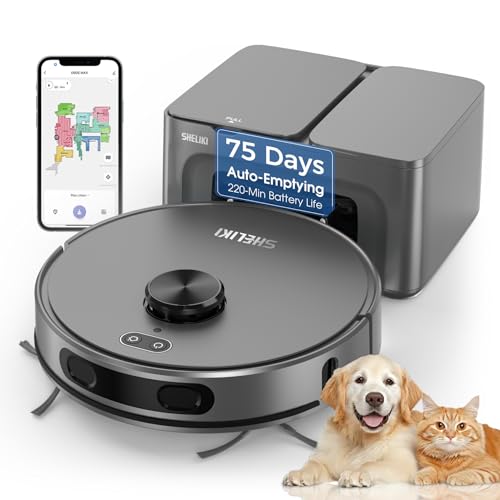 Robot Vacuum and Mop Combo, Mapping Robotic Vacuums Cleaner with 75 Days Self-Emptying, LiDAR Navigation Smart & Strong Suction, WiFi/App/Alexa/Voice Control, Quiet for Home Pet Hair Hard Floor Carpet