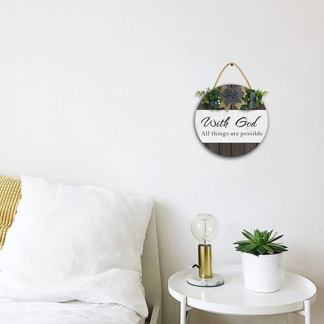 Miniatura 3 de Letrero de 11 x 11 pulgadas con texto en inglés «In with God All Things are Possible», decoración para colgar en la pared, versículos bíblicos