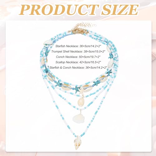Collier réglable bohème en coquillages bleus et perles de plage faits main - 2