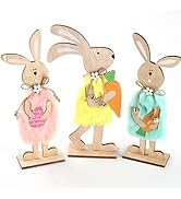Herbst 2 Coniglietti Pasquali In Feltro E Legno – Decorazioni Primaverili Da Tavolo, 23 Cm, Set Di 2, Artigianali - 2