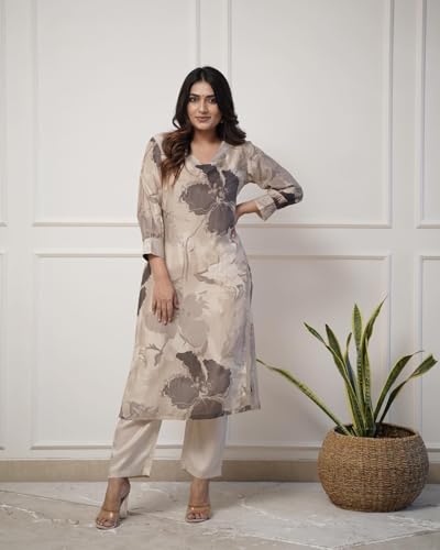 Image of ANNI Designer Women's Chanderi Straight Printed 2Pc Kurta Set