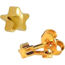 Caflon 24K Gold Plated / Stainless Steel Star Stud Earrings 3mm / 4mm | Nickel Safe Hypoallergenic Ear Jewelry | Star Shape Design with Secure Push-Back Closure | Tarnish-Resistant Everyday Piercing Studs | Pack of 12