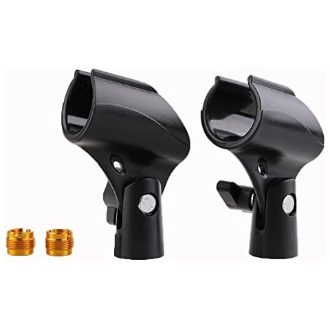 ZRAMO 2PC Stands Black Mic Clip for Microphone Mic Clip Holder for Mic Stand with 5/8" Male to 3/8" Female Adapter, 2-pack Cover