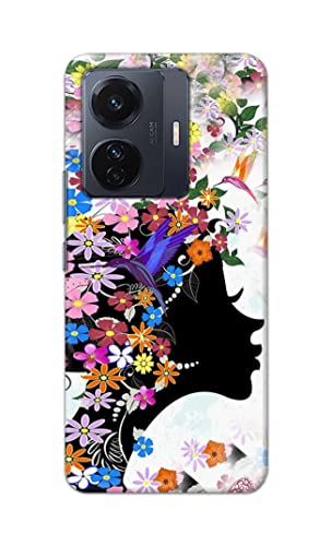 Image of Printed Hard Back Cover Case for Vivo iQOO Z6 Pro 5G | Vivo T1 Pro 5G | Vivo S15e Back Cover (Floral Hairstyle Girl) -1803