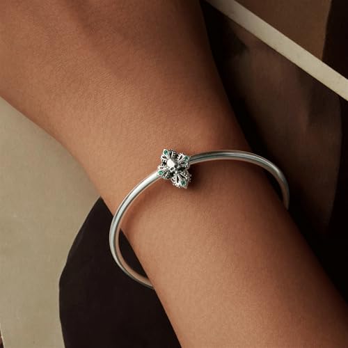 Calavera verde de plata de ley 925 que no pierde color para pulseras 5