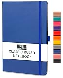 RICCO BELLO Classic Notebook, 192 Pages, Hardcover - 5.7 x 8.4-Inch, Line Ruled Pages (Royal Blue)