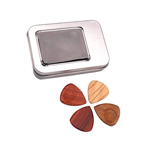 U/K Lot de 4 médiators en bois pour guitare basse, mandoline, médiators – Accessoires avec boîte en fer – Qualité… - Les Beatles, Paul McCartney, John Lennon, RIngo Starr, George Harrison U/K Lot de 4 médiators en bois pour guitare basse, mandoline, médiators - Accessoires avec boîte en fer - Qualité… – Image 4