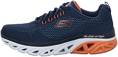Skechers Men's Sneaker, Navy Mesh Orange Trim, 12 | Image 1