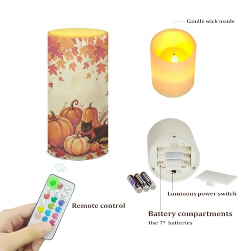 Image of Flameless Flickering Candles with Remote Timer Thanksgiving Cat