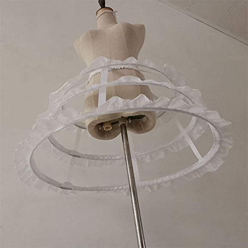 Yikete Women 2 Hoop Cage Hoop Skirt Petticoats Underskirt Ruffle Crinoline Dress (White-1),One Size #TOP5