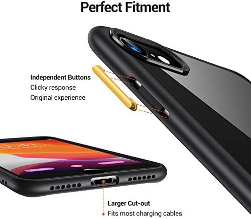 Amazon Brand - Eono Hybrid ClearCompatible with iPhone 7 Case, iPhone 8 Case, iPhone SE 2020 Case, Never-Yellowing Slim Thin Hard Protective Cover with Soft Bumper Phone Case, Black
