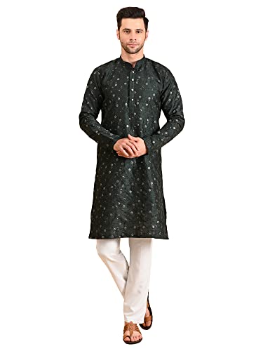 Image of Uri and MacKenzie Embroidery Silk Men's Kurta Pyjama Set