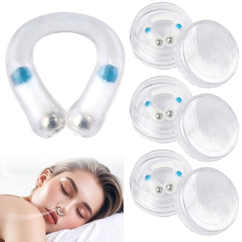 Schnarchstopper, Wiederverwendbares Schnarchen Stopper Weiches Silikon-Magnet-Nasenklammer, Anti Schnarch NasenClip mit Duftperlen, Möglich bessere Atmung für Ruhigen Schlaf, 3 Stück